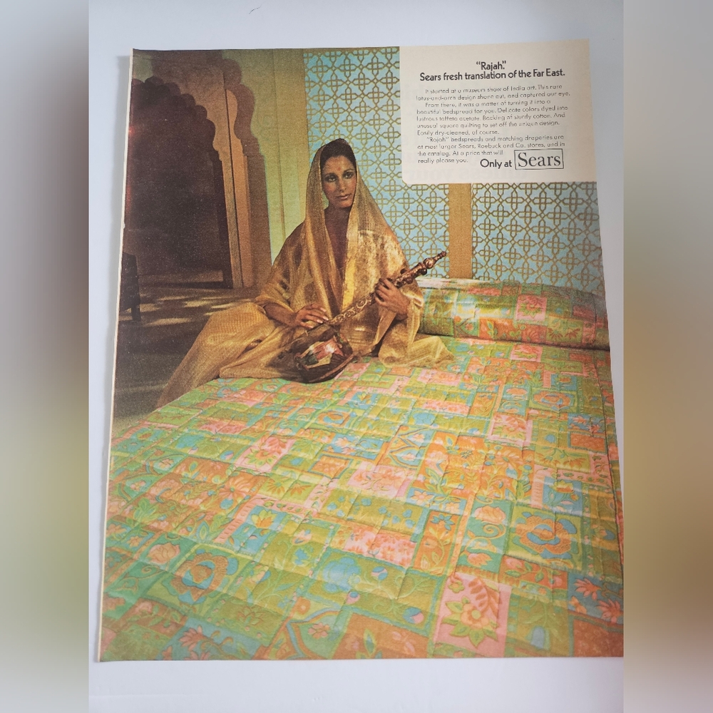 Sears Raja Bedspreads 1972 Vintage Magazine Print Ad